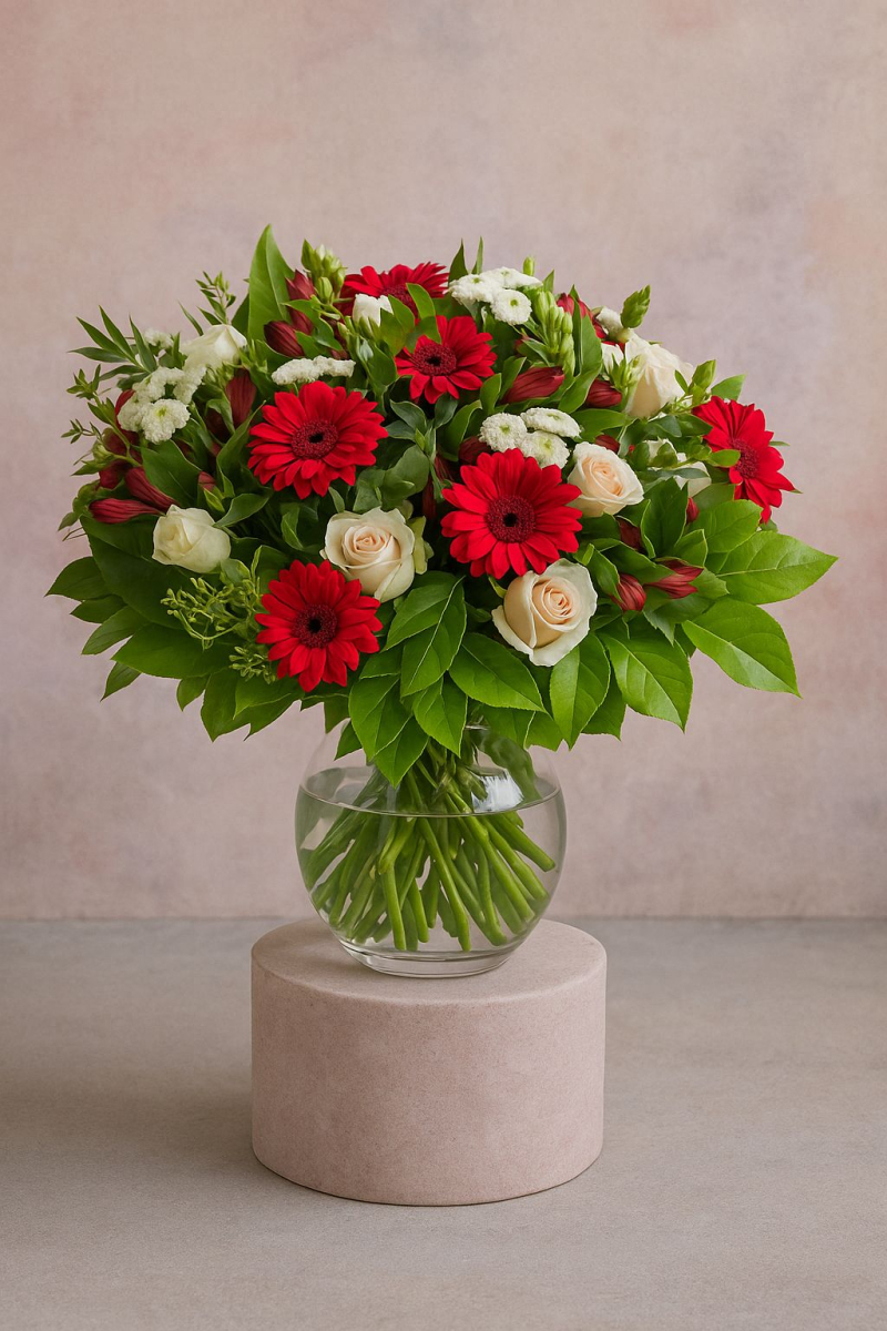 White roses and gerberas | A018