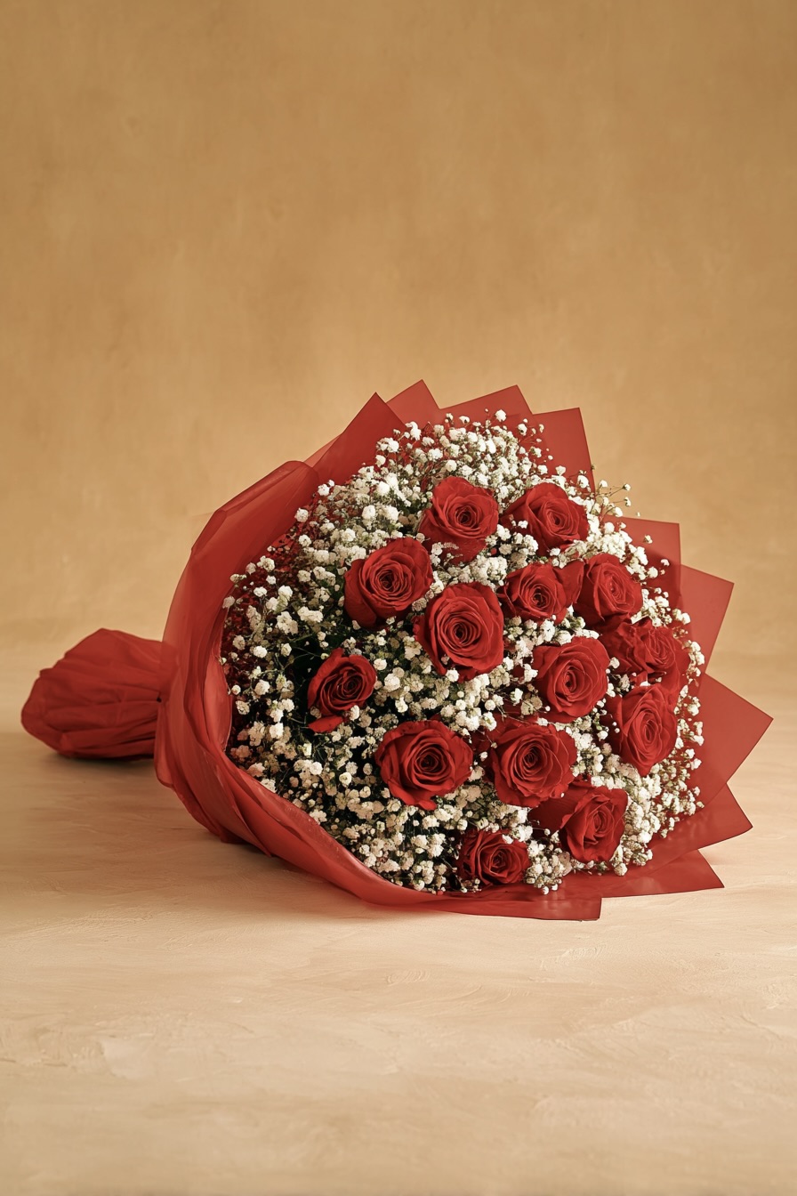 Roses and Baby's Breath| A046