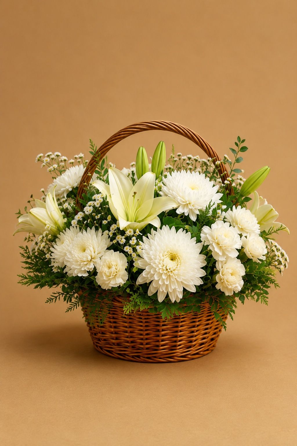Flower Basket - White & Green